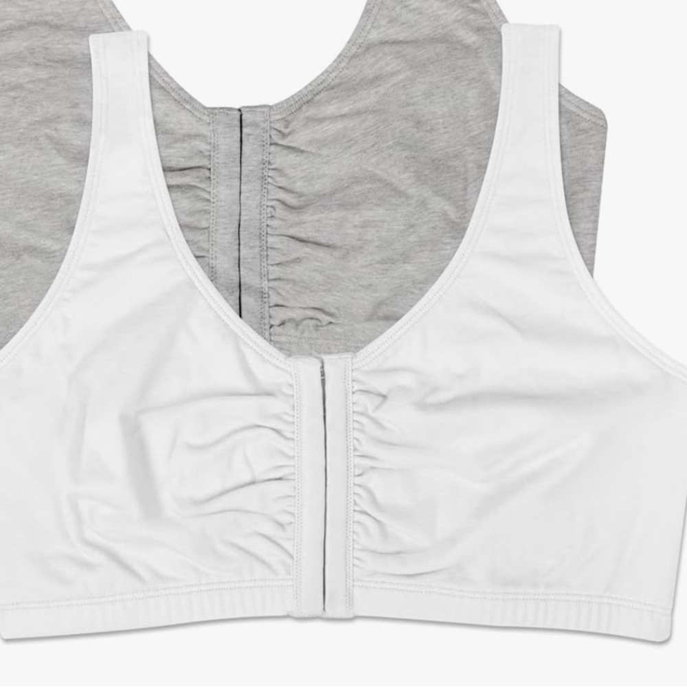 White Cotton Front Close Bra 36 - Picture 2 of 5